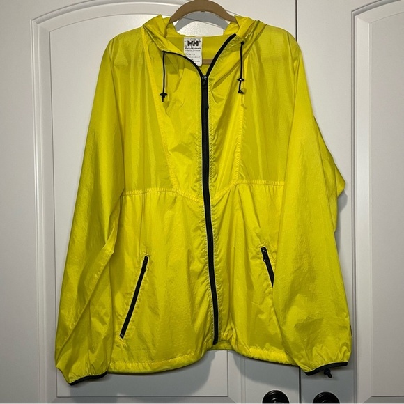 Helly Hansen Other - VTG 90s Helly Hansen Packable Yellow Rain Jacket Zip Up Hooded Windbreaker XL